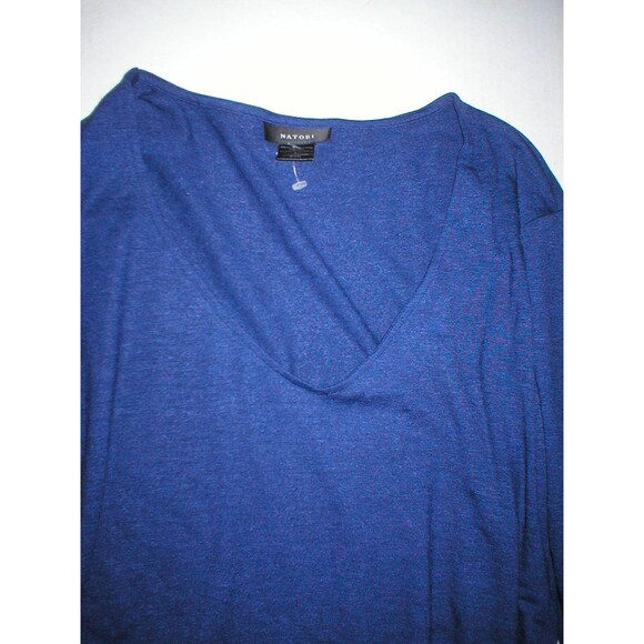 NWT New Natori Lounge Top Womens $98 Blue LS Large L Soft Office Jersey Rayon - Picture 2 of 4